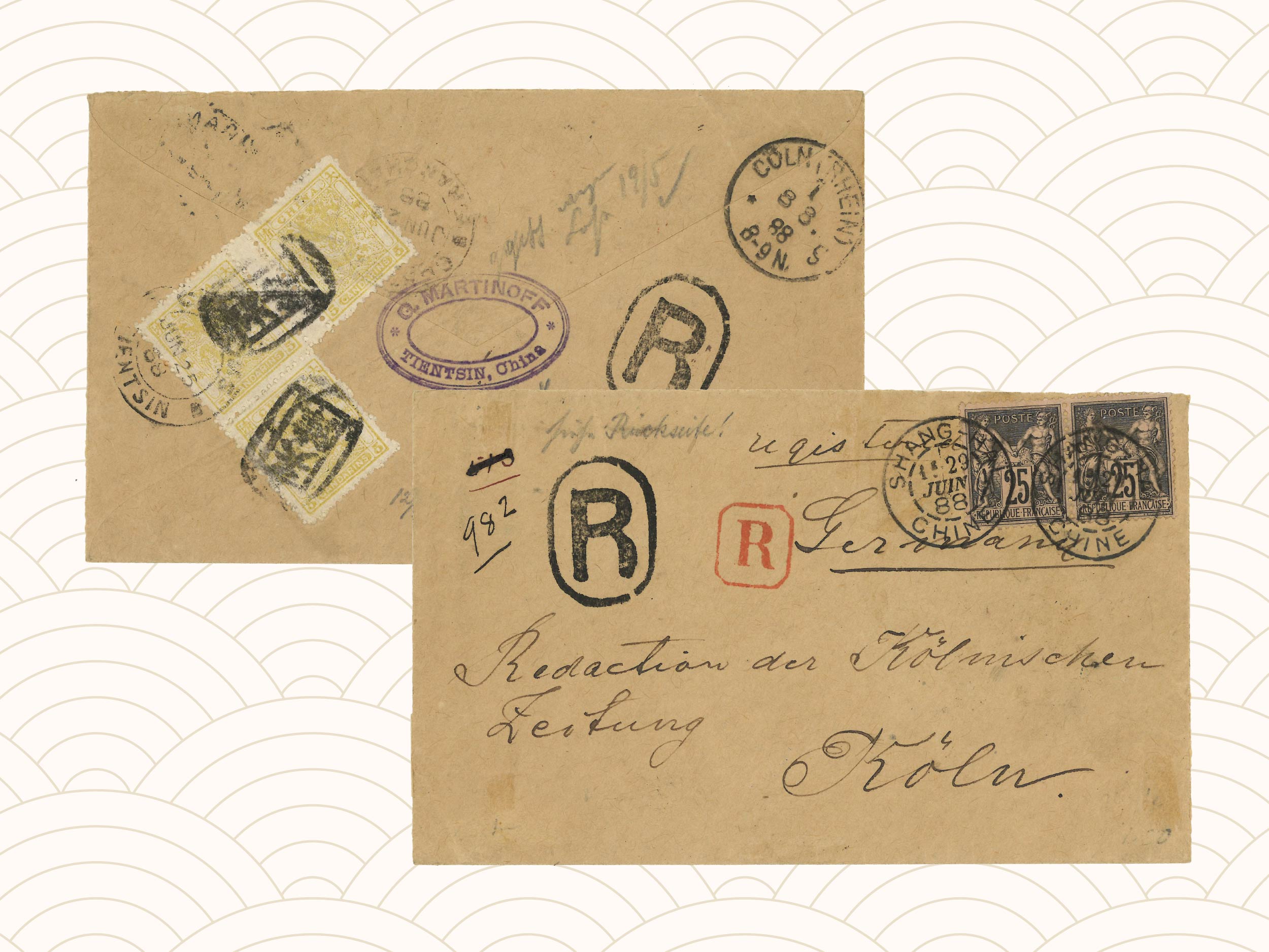 Autumn 2025 Sales Special Features: Outstanding early registered cover paying the overseas rate | 秋拍拍品介紹:出色之早期寄國外掛號封